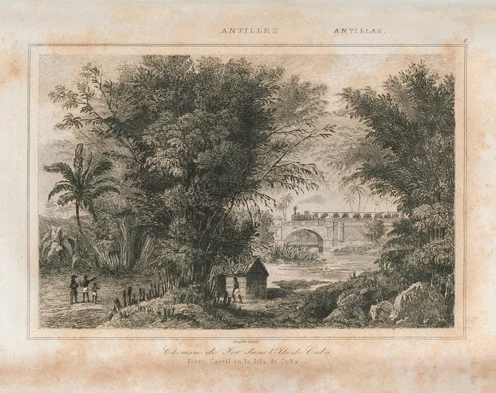 Dessin représentant un chemin de fer à Cuba