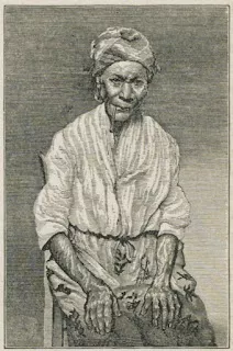 Portrait dessiné d'une femme âgée fumant un cigare
