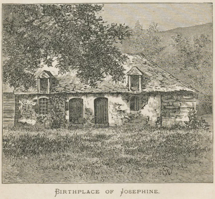 Dessin représentant une maison décrite comme le lieu de naissance de Joséphine