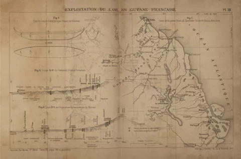 Carte exploitation de l'or en Guyane
