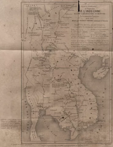 Carte de l'itinéraire de l'exploitation de l'Indochine