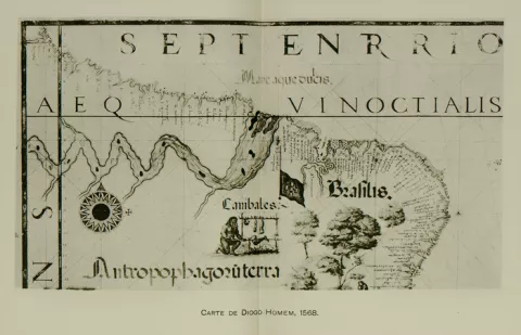 Carte de Diogo Homem représentant le littoral nord de l'Amérique du Sud