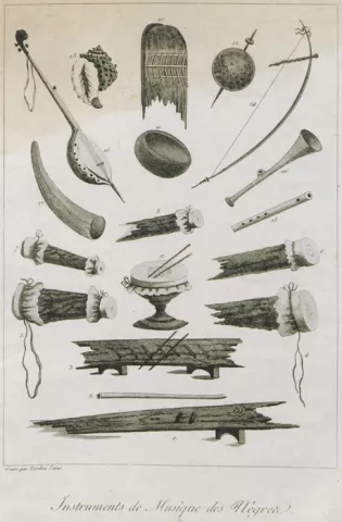 Dessin des instruments de musiques utilisés par les Noirs