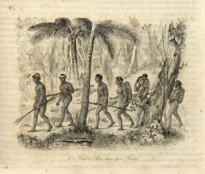  Gravure représentant des indiens Puris traversant le forêt