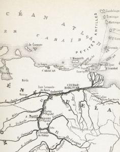Carte de la côte vénézuelienne et des Petites Antilles