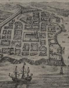 Détail d'un plan de la ville au 16e siècle